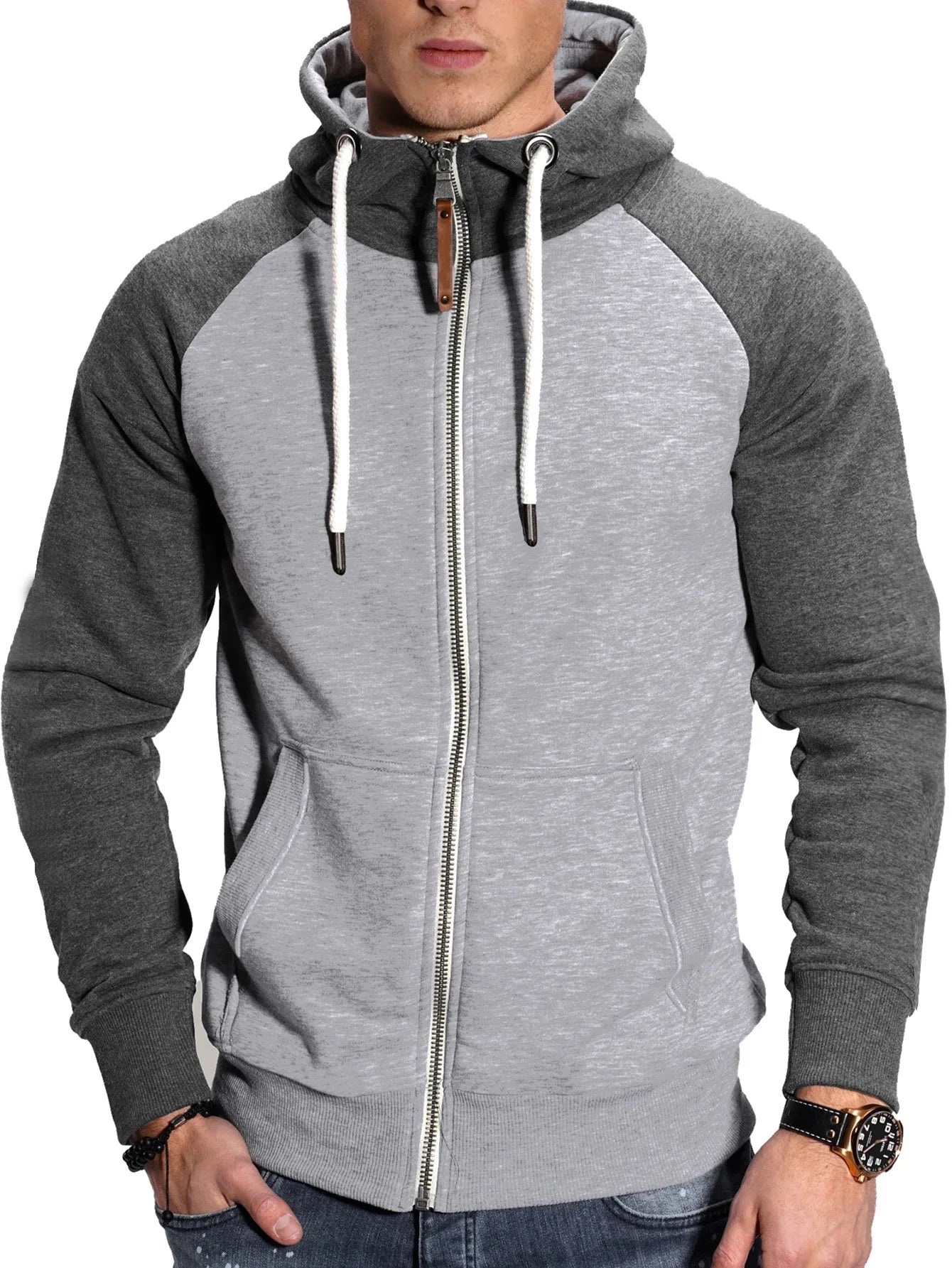 SW03 - Sweat à capuche pour hommes, manches longues, fermeture éclair, coupe cintrée - THORWINSPORT